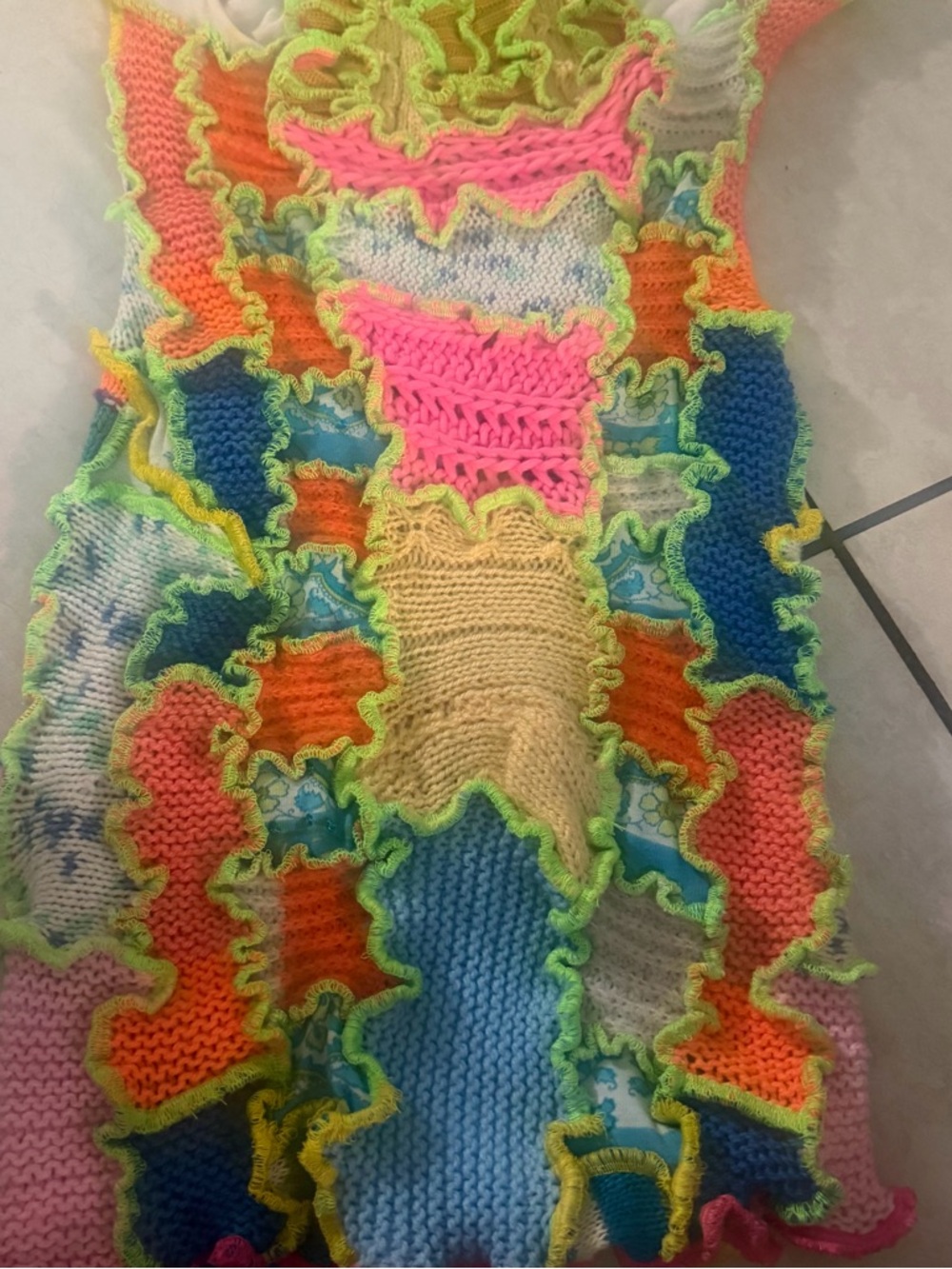 Backless Crochet Halter Dress - Neon Multi - Picture 3 of 8